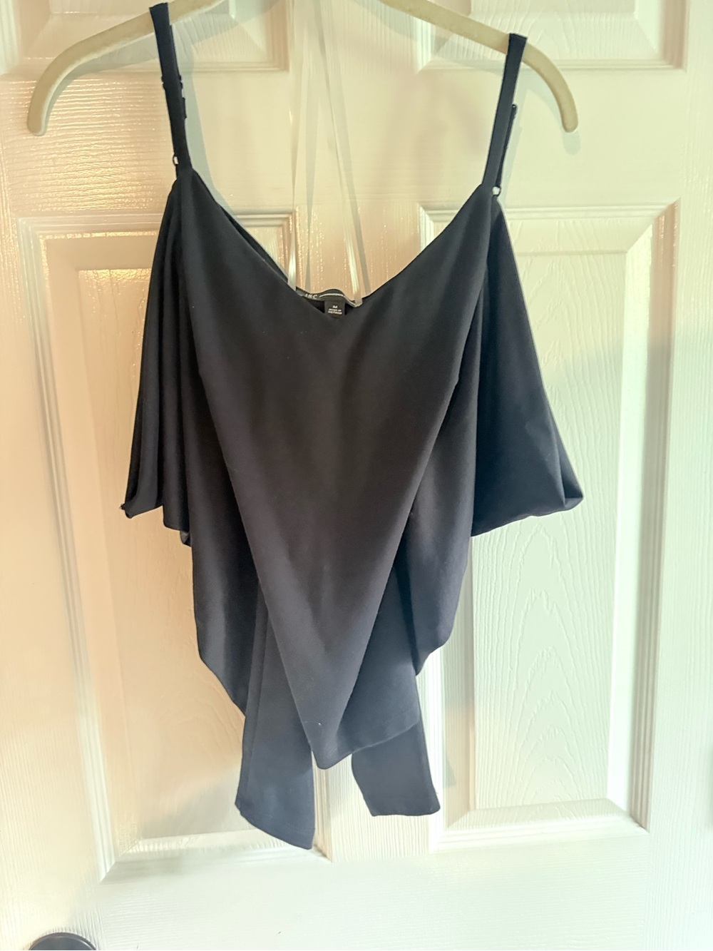 INC International Concepts Black Cold-Shoulder Draped Cami Top
